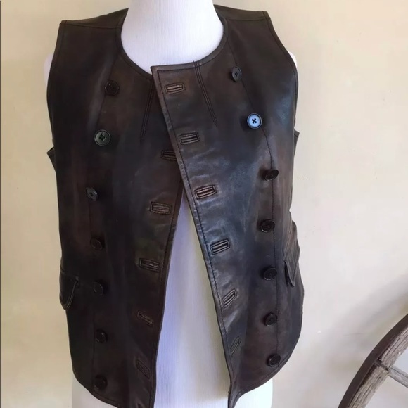 RALPH LAUREN Distressed Leather Moto Vest NWOT - Picture 5 of 8
